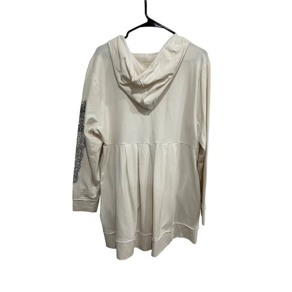 Monroe & Main Hoodie Jacket Beige Long Sleeve Zip Up Mandala Arm Design Sz 1X - Picture 2 of 10